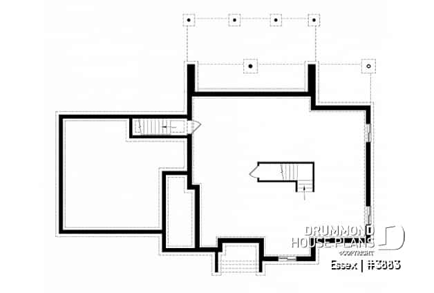 Basement - Modern Cube shaped house plan, master suite, 4 bedrooms, open floor plan, home office, 2-car garage, pantry - Essex