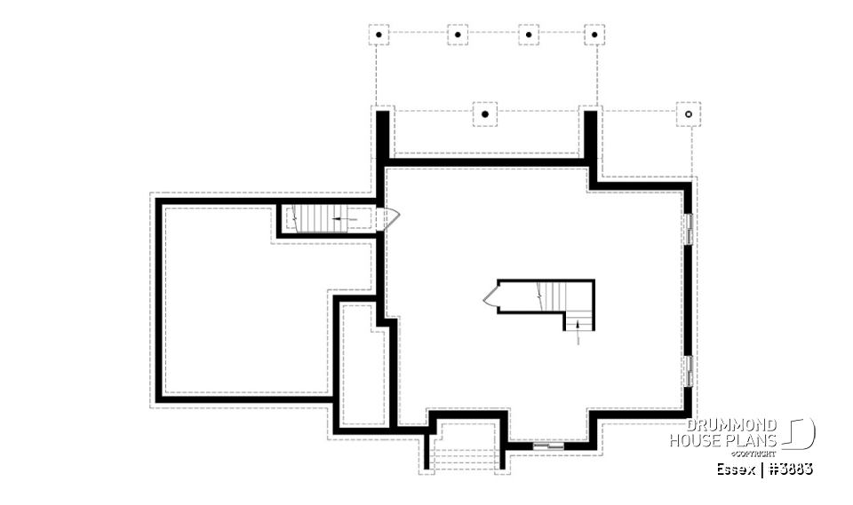 Basement - Modern Cube shaped house plan, master suite, 4 bedrooms, open floor plan, home office, 2-car garage, pantry - Essex