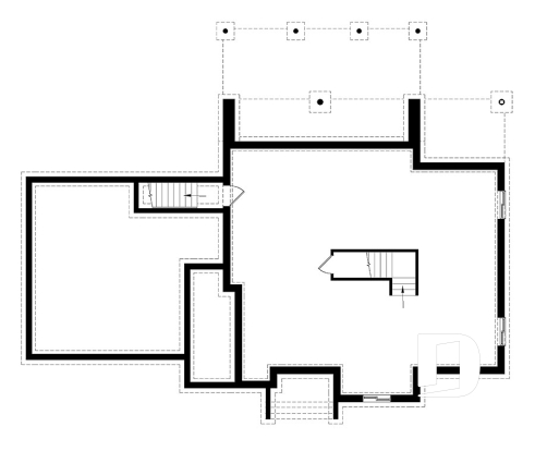 Basement - Modern Cube shaped house plan, master suite, 4 bedrooms, open floor plan, home office, 2-car garage, pantry - Essex