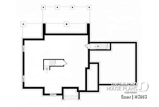 Basement - Modern Cube shaped house plan, master suite, 4 bedrooms, open floor plan, home office, 2-car garage, pantry - Essex