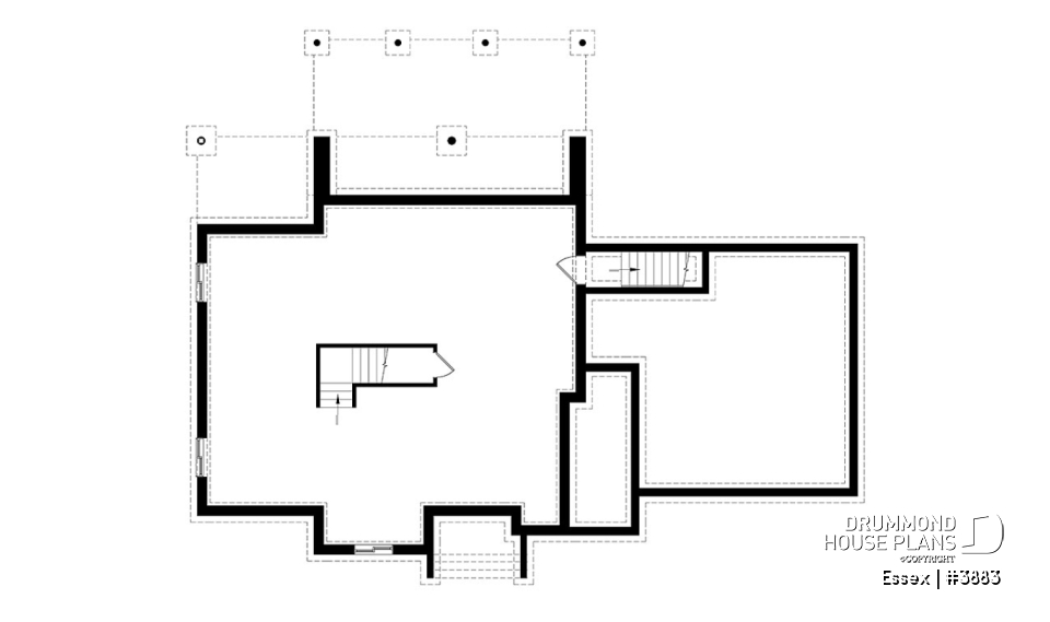 Basement - Modern Cube shaped house plan, master suite, 4 bedrooms, open floor plan, home office, 2-car garage, pantry - Essex