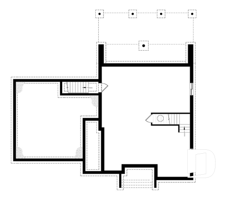 Basement - 3 to 4 bedroom Cube Shaped house plan, home office, lots of natural lights, 2-car garage, unfinished basement - Essex 2