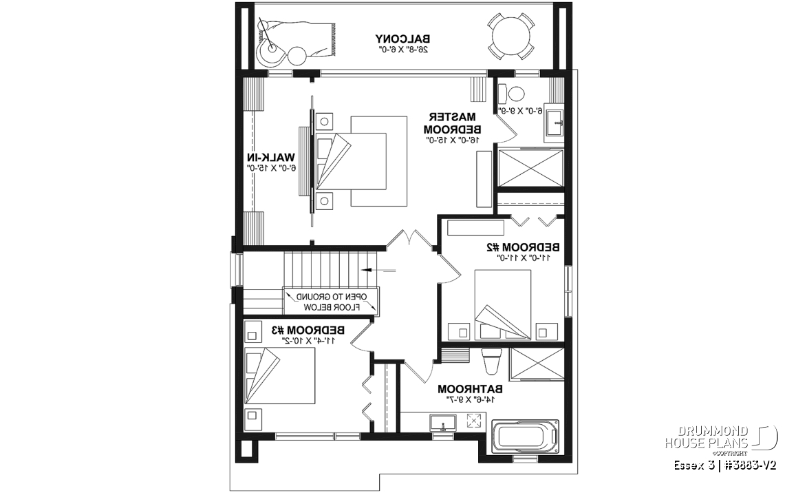 2nd level - Contemporary Modern home design, 3 bedrooms, pantry &amp; kitchen island, home office, laundry room on main - Essex 3