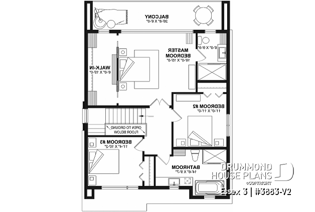 2nd level - Contemporary Modern home design, 3 bedrooms, pantry & kitchen island, home office, laundry room on main - Essex 3