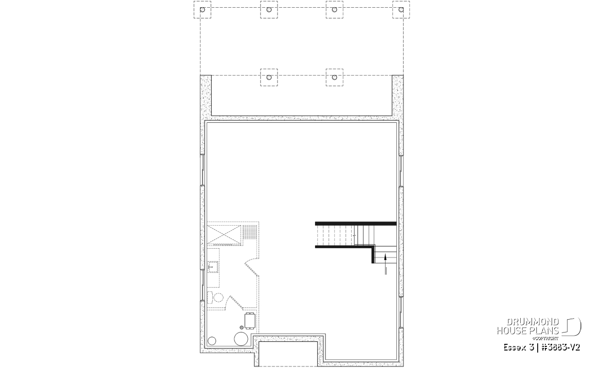 Basement - Contemporary Modern home design, 3 bedrooms, pantry &amp; kitchen island, home office, laundry room on main - Essex 3