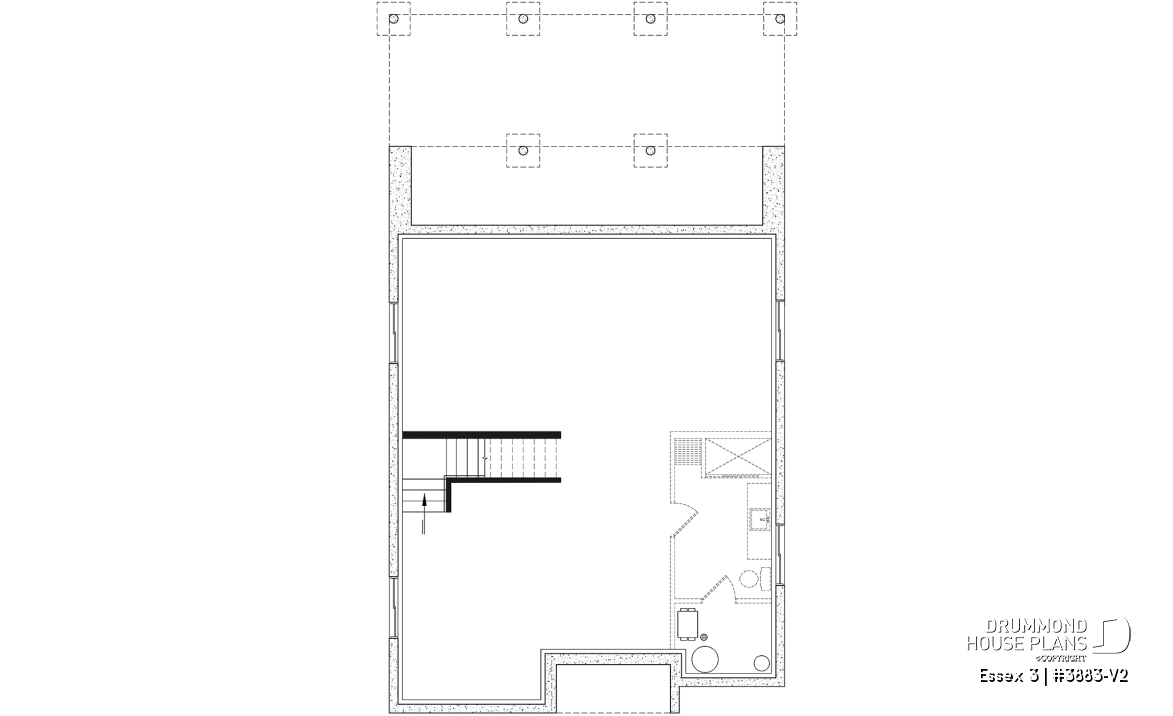 Basement - Contemporary Modern home design, 3 bedrooms, pantry &amp; kitchen island, home office, laundry room on main - Essex 3