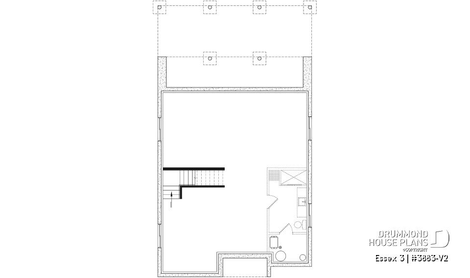 Basement - Contemporary Modern home design, 3 bedrooms, pantry &amp; kitchen island, home office, laundry room on main - Essex 3