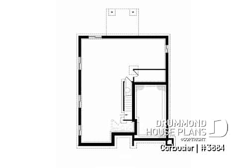 Basement - Modern house plan with 2 master suites, 4 bedrooms, home office, large kitchen open floor plan concept - Corbusier