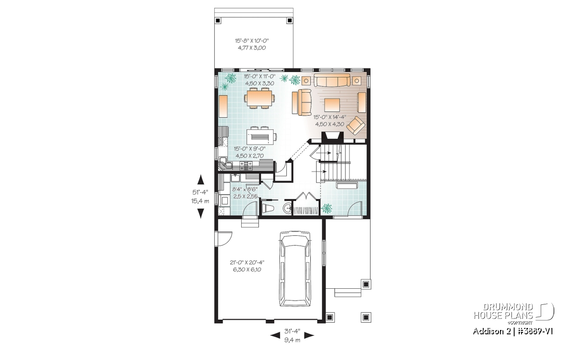 1st level - Craftsman 4 to 5  bedroom house plan, 2-car garage, 9' ceiling, pantry, fireplace, laundry room on main floor - Addison 2