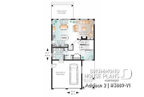 1st level - Craftsman 4 to 5  bedroom house plan, 2-car garage, 9' ceiling, pantry, fireplace, laundry room on main floor - Addison 2
