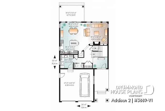 1st level - Craftsman 4 to 5  bedroom house plan, 2-car garage, 9' ceiling, pantry, fireplace, laundry room on main floor - Addison 2