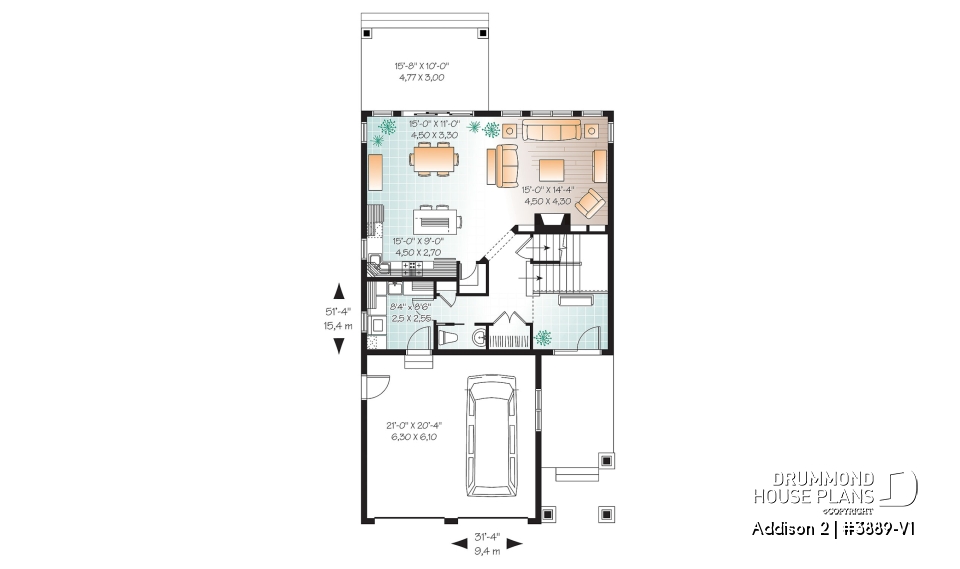 1st level - Craftsman 4 to 5  bedroom house plan, 2-car garage, 9' ceiling, pantry, fireplace, laundry room on main floor - Addison 2