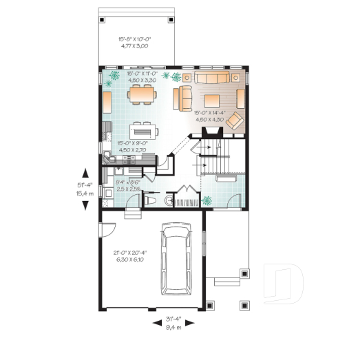 1st level - Craftsman 4 to 5  bedroom house plan, 2-car garage, 9' ceiling, pantry, fireplace, laundry room on main floor - Addison 2