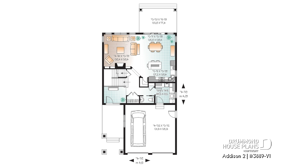 1st level - Craftsman 4 to 5  bedroom house plan, 2-car garage, 9' ceiling, pantry, fireplace, laundry room on main floor - Addison 2