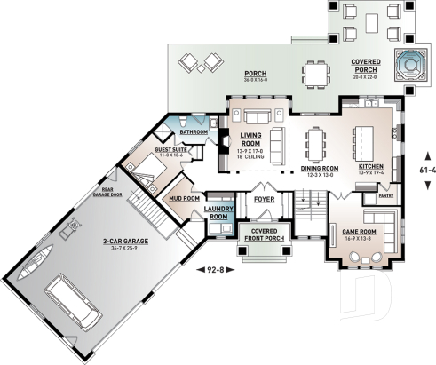 1st level - Stunning Cape Cod style home, 4 to 5 bedrooms, large master suite, open layout, large covered deck, lakefront - Hemingway