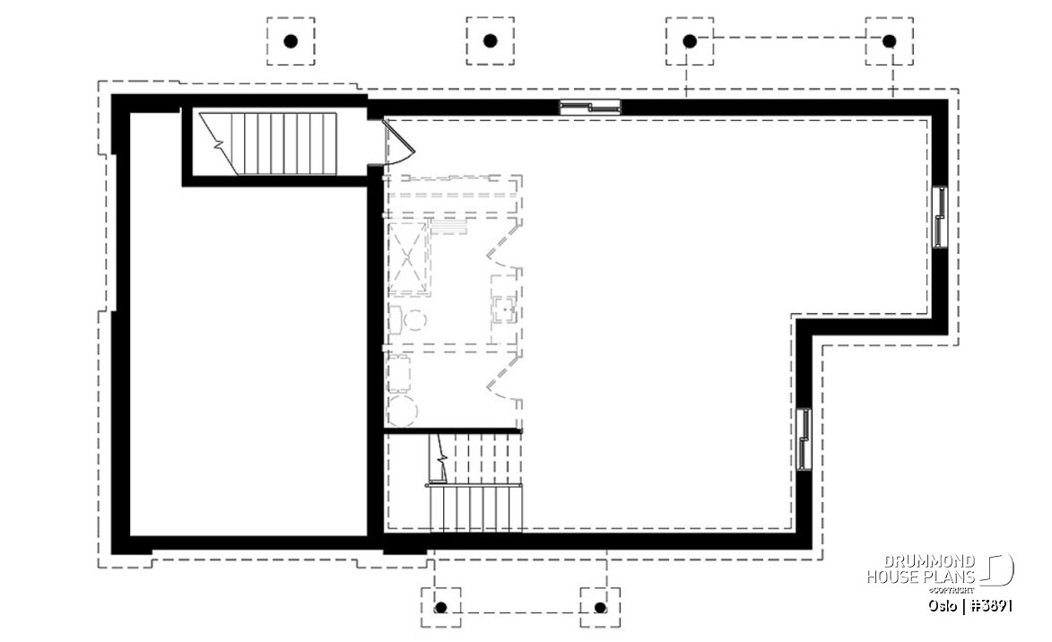 Basement - Reverse living Scandinavian style house plan, large deck, home office, open floor plan concept - Oslo