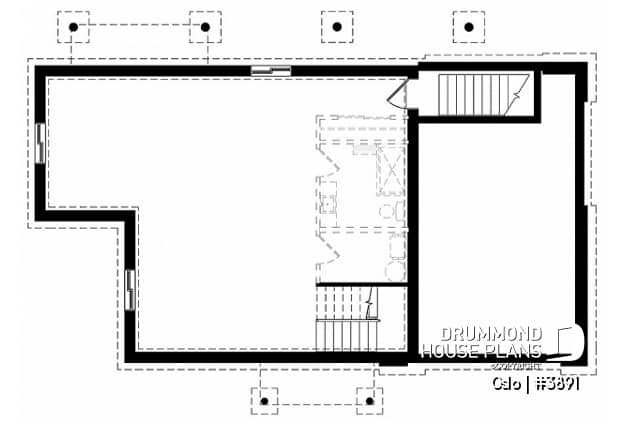 Basement - Reverse living Scandinavian style house plan, large deck, home office, open floor plan concept - Oslo