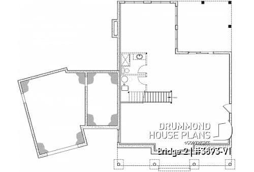 Basement - 3 to 5 bedroom Modern Farmhouse house plan, home office, garage, 2.5 baths, 2 large terraces - Bridge 2