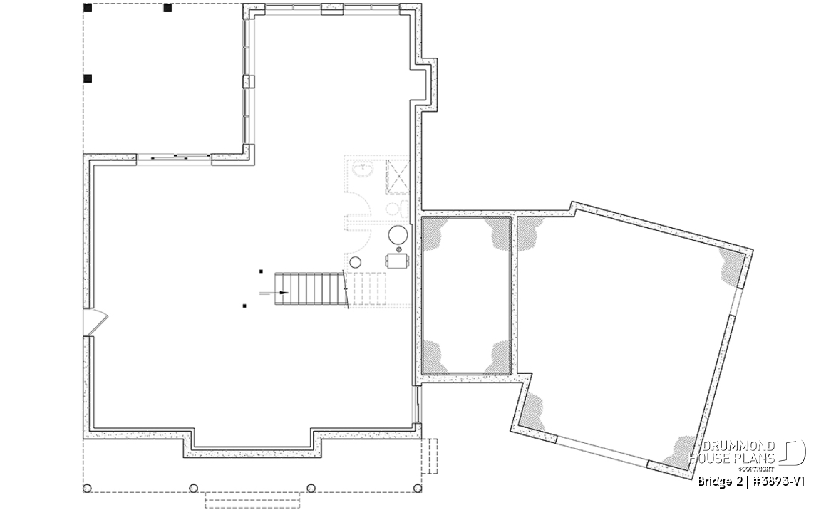 Basement - 3 to 5 bedroom Modern Farmhouse house plan, home office, garage, 2.5 baths, 2 large terraces - Bridge 2