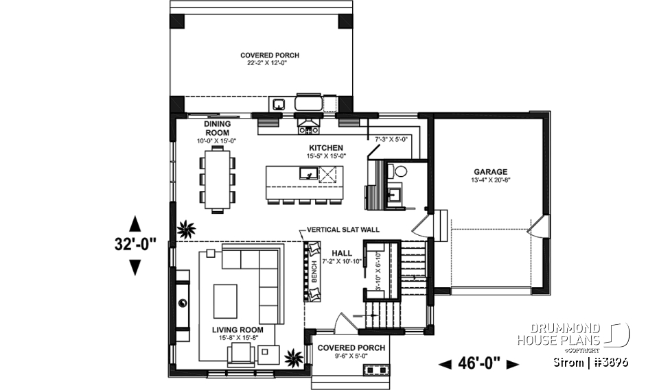 1st level - Contemporary home plan with 3 2nd floor bedrooms, master suite, 2.5 baths, garage, pantry, mudroom - Strom