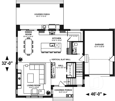 1st level - Contemporary home plan with 3 2nd floor bedrooms, master suite, 2.5 baths, garage, pantry, mudroom - Strom