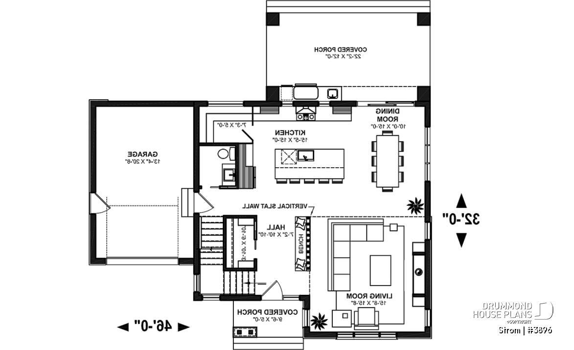 1st level - Contemporary home plan with 3 2nd floor bedrooms, master suite, 2.5 baths, garage, pantry, mudroom - Strom