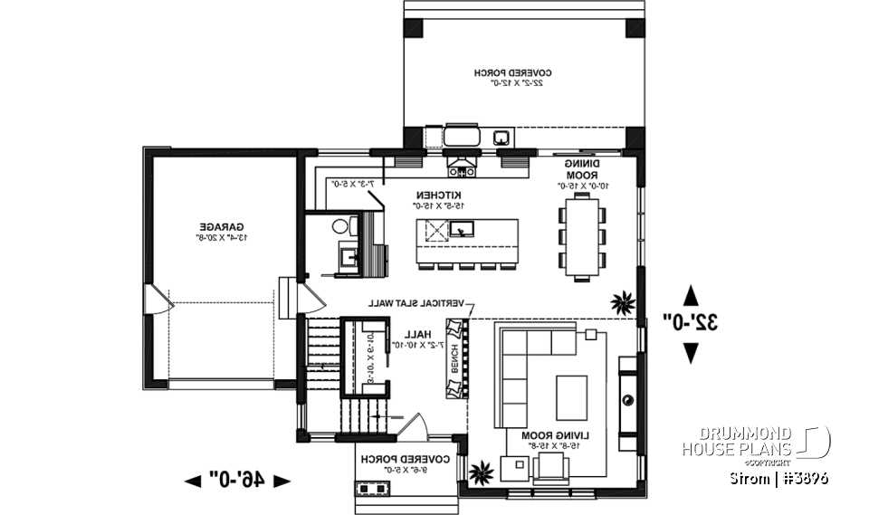 1st level - Contemporary home plan with 3 2nd floor bedrooms, master suite, 2.5 baths, garage, pantry, mudroom - Strom