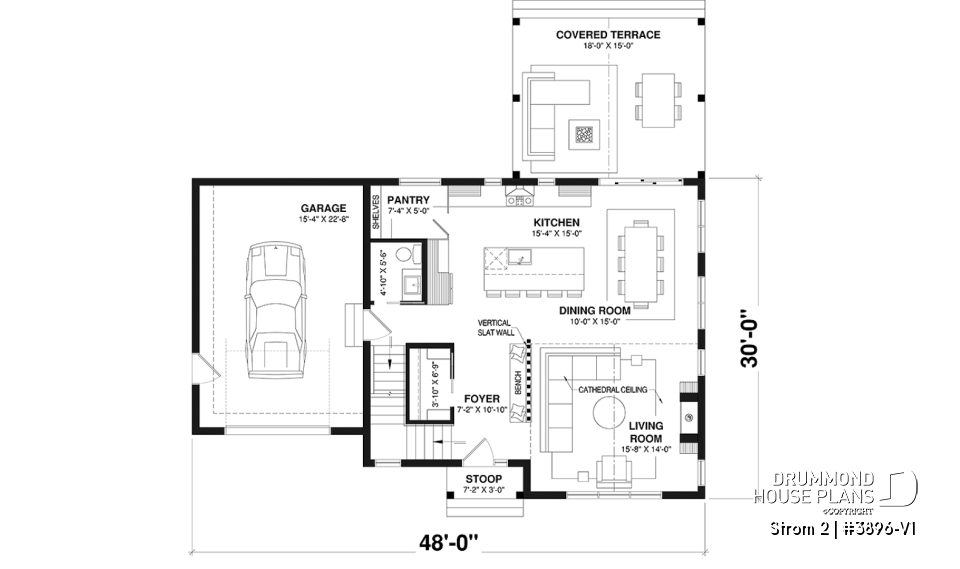 1st level - Farmhouse home plan with a versatile layout offering 3 to 6 bedrooms, optional finished basement and a covered - Strom 2