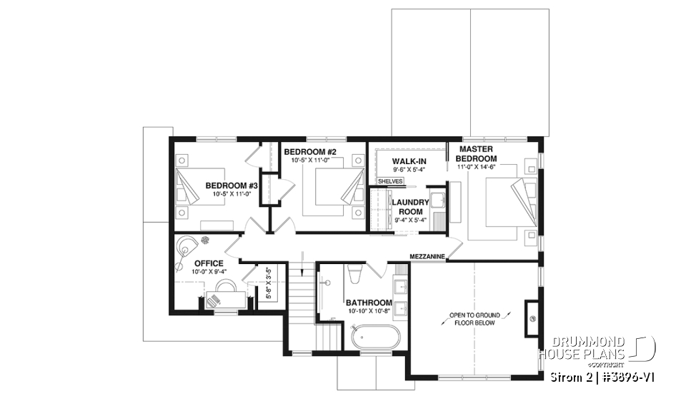 2nd level - Farmhouse home plan with a versatile layout offering 3 to 6 bedrooms, optional finished basement and a covered - Strom 2