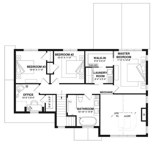 2nd level - Farmhouse home plan with a versatile layout offering 3 to 6 bedrooms, optional finished basement and a covered - Strom 2