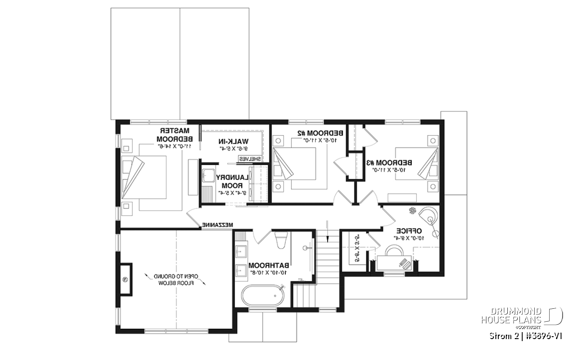 2nd level - Farmhouse home plan with a versatile layout offering 3 to 6 bedrooms, optional finished basement and a covered - Strom 2