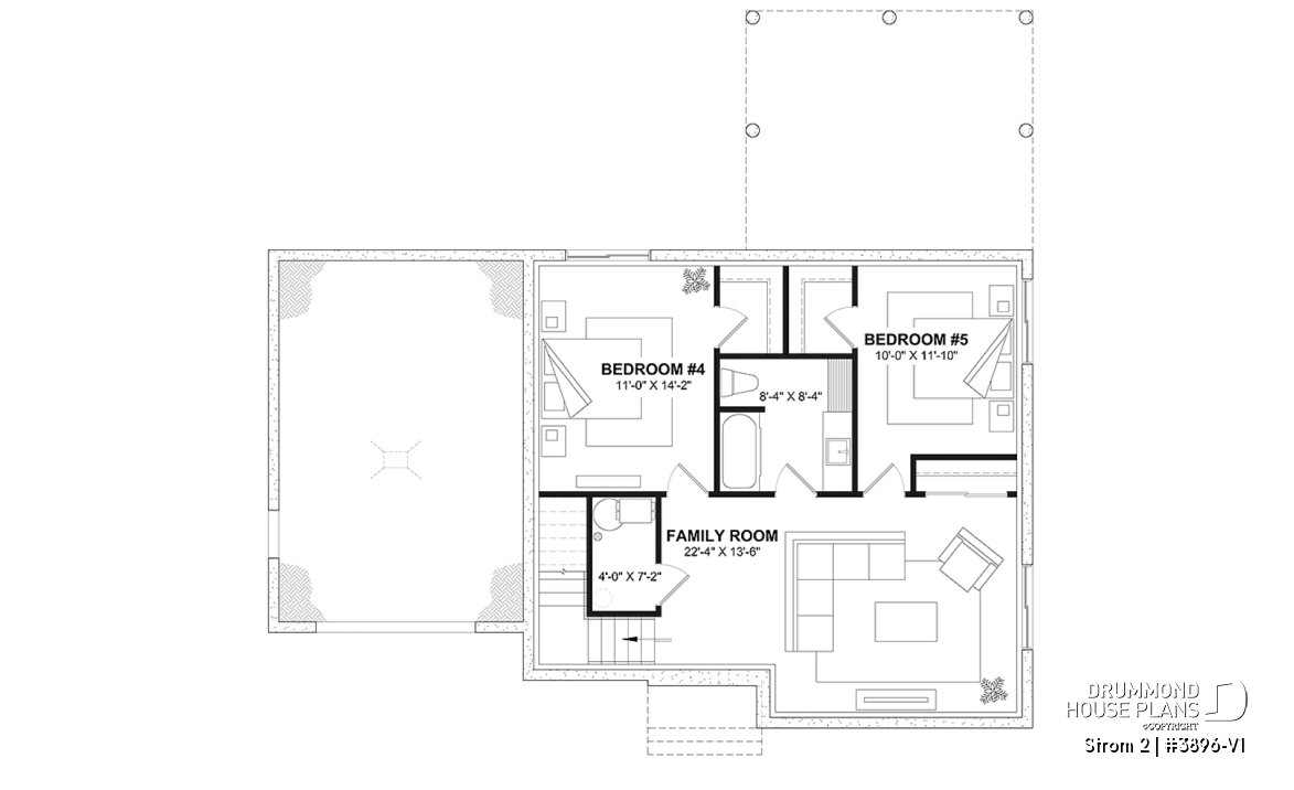 Finished basement - Farmhouse home plan with a versatile layout offering 3 to 6 bedrooms, optional finished basement and a covered - Strom 2