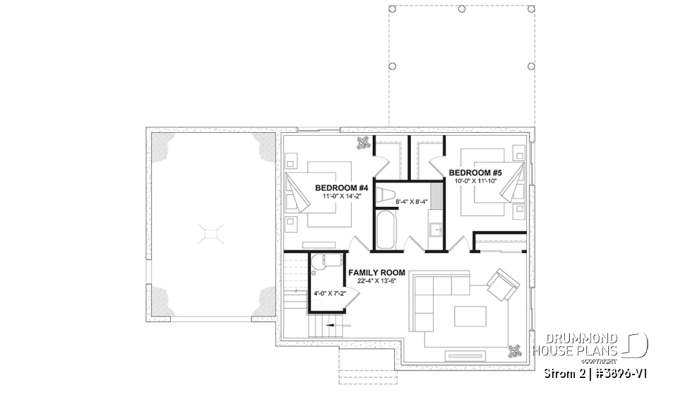 Finished basement - Farmhouse home plan with a versatile layout offering 3 to 6 bedrooms, optional finished basement and a covered - Strom 2
