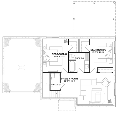 Finished basement - Farmhouse home plan with a versatile layout offering 3 to 6 bedrooms, optional finished basement and a covered - Strom 2