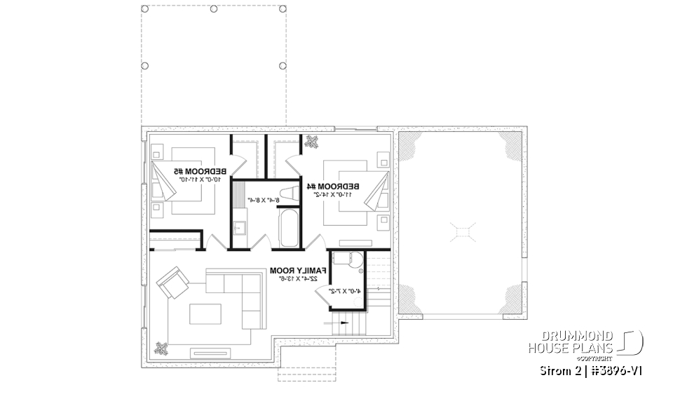 Finished basement - Farmhouse home plan with a versatile layout offering 3 to 6 bedrooms, optional finished basement and a covered - Strom 2