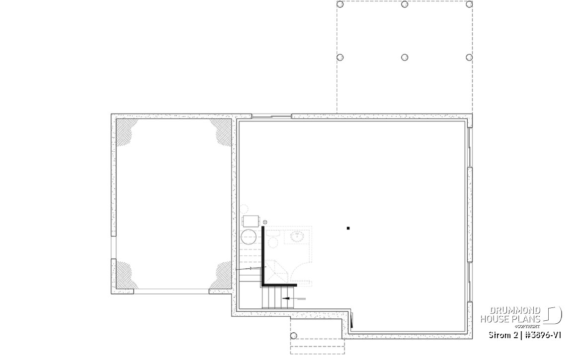 Unfinished basement (Optional $) - Farmhouse home plan with a versatile layout offering 3 to 6 bedrooms, optional finished basement and a covered - Strom 2