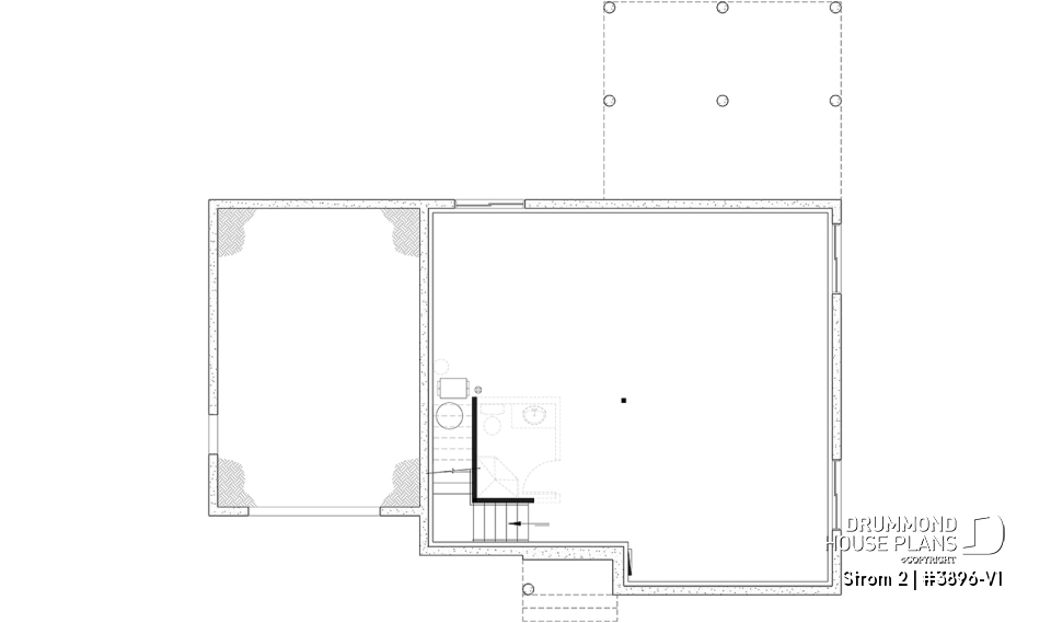 Unfinished basement (Optional $) - Farmhouse home plan with a versatile layout offering 3 to 6 bedrooms, optional finished basement and a covered - Strom 2