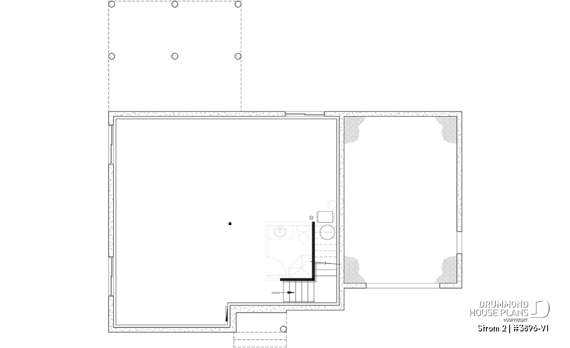 Unfinished basement (Optional $) - Farmhouse home plan with a versatile layout offering 3 to 6 bedrooms, optional finished basement and a covered - Strom 2