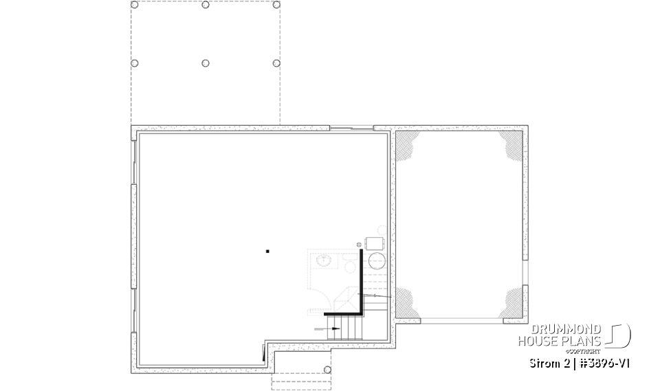 Unfinished basement (Optional $) - Farmhouse home plan with a versatile layout offering 3 to 6 bedrooms, optional finished basement and a covered - Strom 2