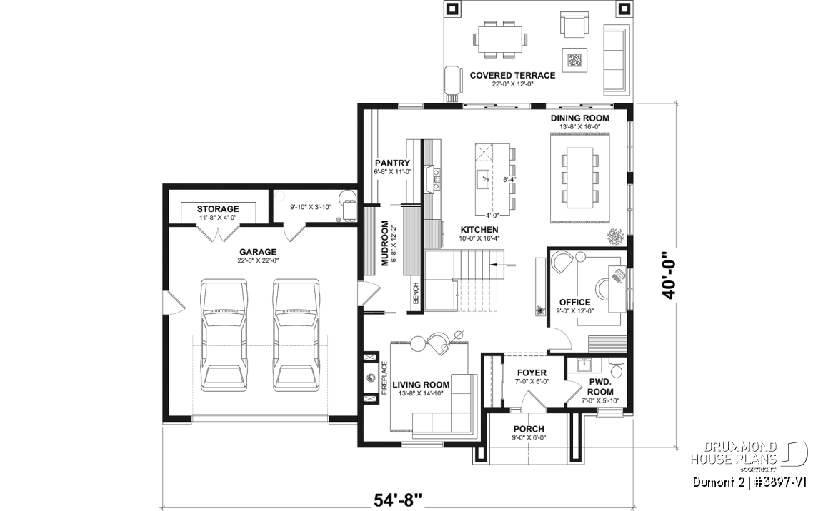 1st level - Modern Farmhouse Plan featuring 3 Bedrooms plus Office, Fireplace, Walk-In Pantry and More! - Dumont 2