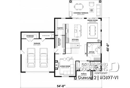 1st level - Modern Farmhouse Plan featuring 3 Bedrooms plus Office, Fireplace, Walk-In Pantry and More! - Dumont 2