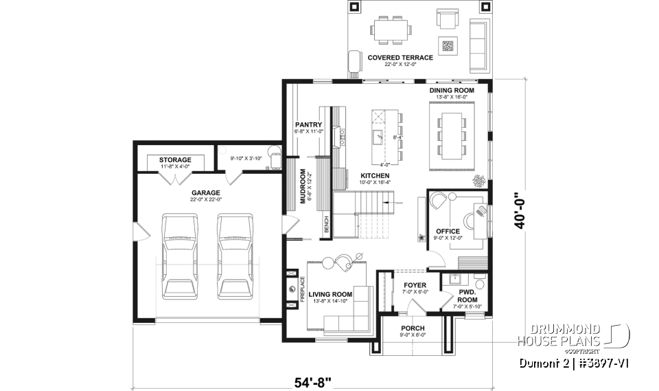 1st level - Modern Farmhouse Plan featuring 3 Bedrooms plus Office, Fireplace, Walk-In Pantry and More! - Dumont 2