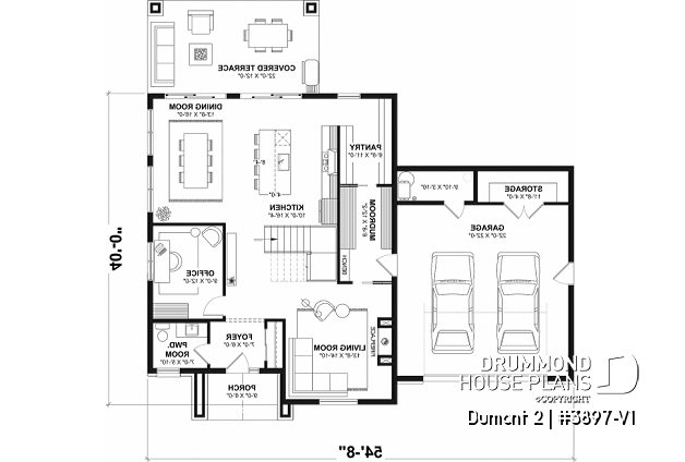 1st level - Modern Farmhouse Plan featuring 3 Bedrooms plus Office, Fireplace, Walk-In Pantry and More! - Dumont 2