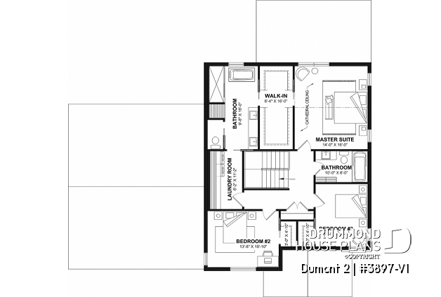 2nd level - Modern Farmhouse Plan featuring 3 Bedrooms plus Office, Fireplace, Walk-In Pantry and More! - Dumont 2