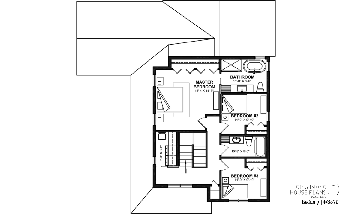 2nd level - Home for corner lot, 3 beds, 2.5 baths, open floor plan, kitchen with pantry, large sheltered rear terrace - Bellamy