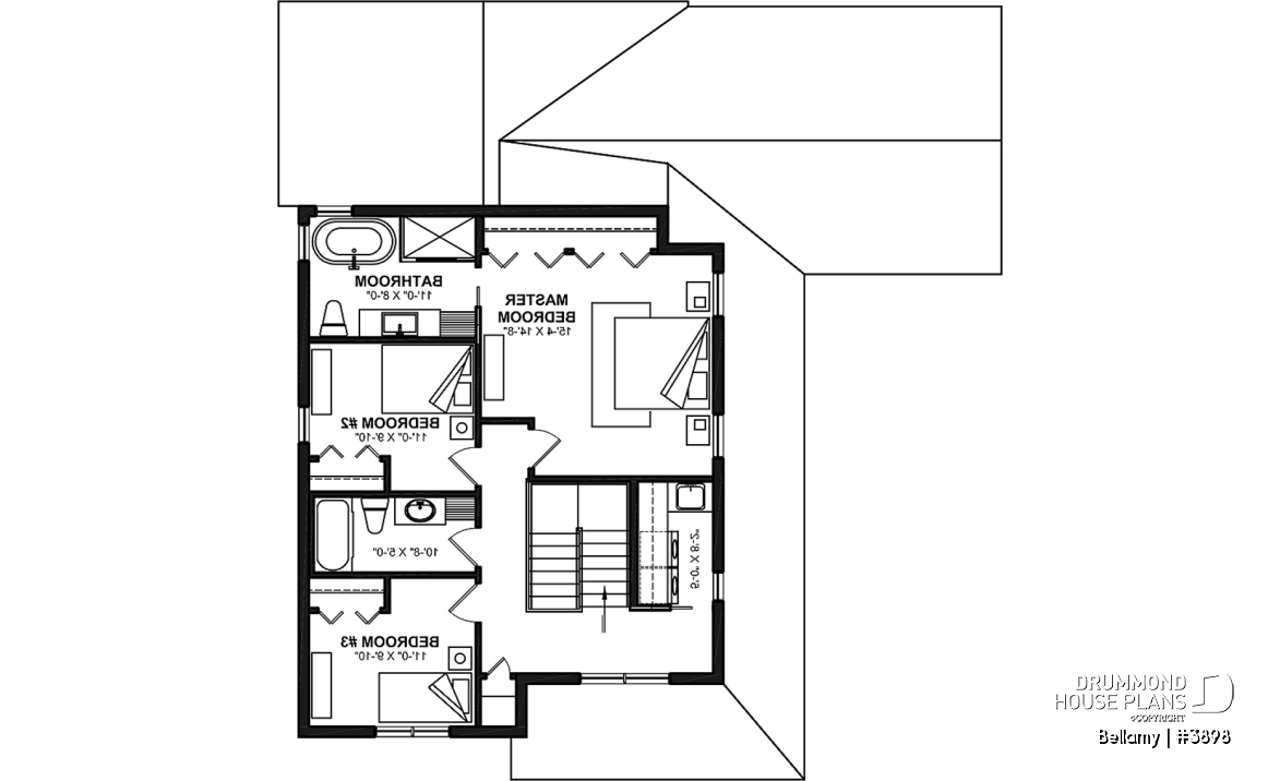2nd level - Home for corner lot, 3 beds, 2.5 baths, open floor plan, kitchen with pantry, large sheltered rear terrace - Bellamy