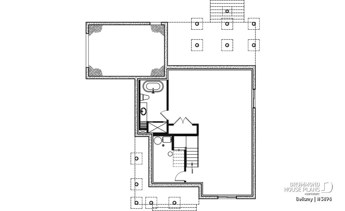 Basement - Home for corner lot, 3 beds, 2.5 baths, open floor plan, kitchen with pantry, large sheltered rear terrace - Bellamy