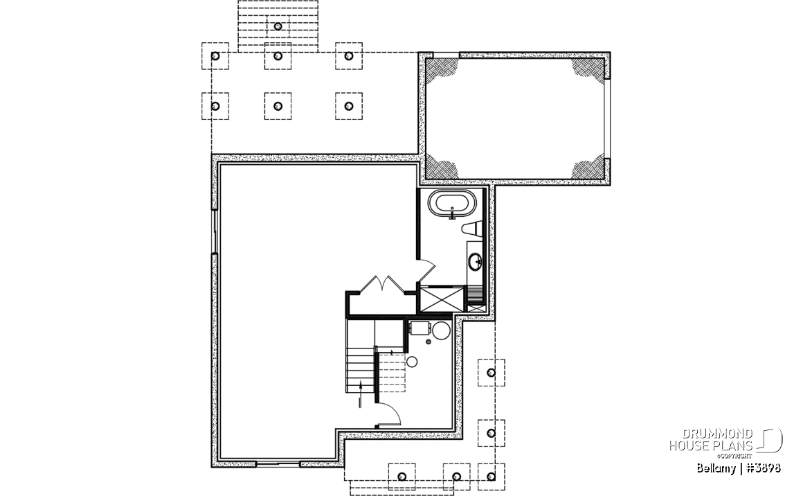 Basement - Home for corner lot, 3 beds, 2.5 baths, open floor plan, kitchen with pantry, large sheltered rear terrace - Bellamy