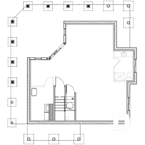 Basement - Affordable small cottage home plan, unfinished walkout (allowing for extra beds), large covered terrace - The Trail Seeker 