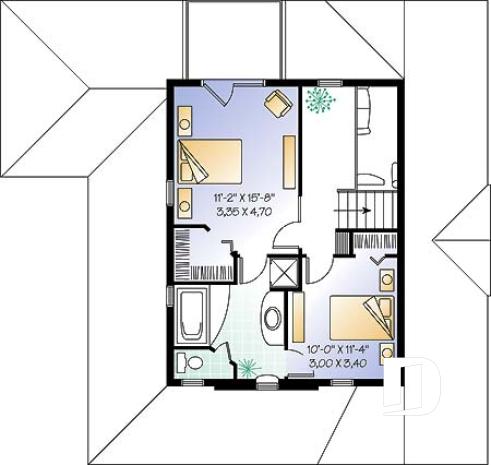 2nd level option 1 - Farmhouse, covered porch, 2-3 bedrooms, master with private balcony - Larch Lake 2